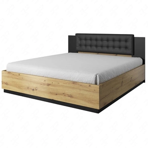 Łóżko Sigma 140x200 cm dąb artisan / czarny z pojemnikiem to idealne łóżko do sypialni tapicerowany zagłówek