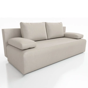 Kanapa rozkładana Zoe jasny beż funkcjonalna sofa o prostym minimalistycznym designie pojemnik na pościel pluszowa tkanina