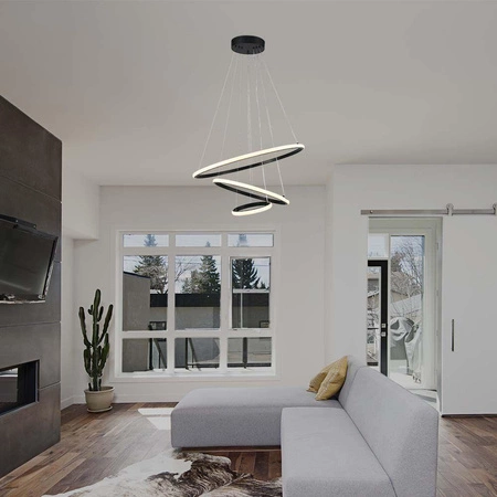 Lampa wisząca Loop czarna 32W 3000K niebanalna estetyka lampy LED doskonale wpisuje się do wnętrz w stylu nowoczesnym oraz glamour