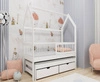 Łóżko dziecięce Dyzio 80x160 cm białe łóżko 2 osobowe wysuwane do pokoju dziecka drewniane łóżko domek z pojemnymi szufladami