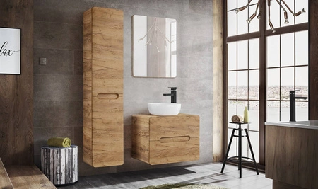 Szafka pod umywalkę nablatową Aruba 60 cm dąb craft złoty stylowy design szafki o zaoblonym kształcie odporna na wilgoć i uszkodzenia