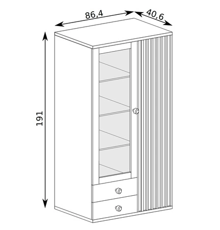 Zestaw mebli do salonu Cali dąb artisan / czarny meblościanka z ozdobnymi lamelami i czarnymi uchwytami