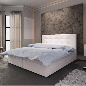 Łóżko kontynentalne Fresno 180x200 beżowy w nowoczesnym skandynawskim stylu z wezgłowiem