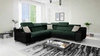 Narożnik z funkcją spania Alcamo III zielony / czarny lewostronny funkcjonalny narożnik z szufladą w boczku dwa pojemniki na pościel