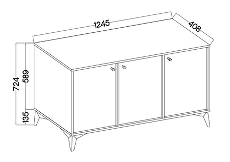 Komoda Kioto I 125 cm beżowa minimalistyczna forma idealna komoda do sypialni salonu lub pokoju młodzieżowego złote dodatki