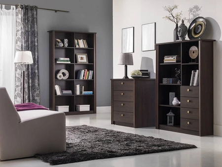 Komoda z szufladami Finezja 55 cm dąb sonoma czekolada nowoczesny design mebla obrzeża komody wykończone specjalną okleiną ABS