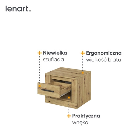 Szafka nocna Arti dąb artisan elegancka szafka z szufladą do sypialni funkcjonalny mebel w ponadczasowym designie