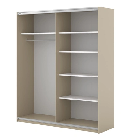 Szafa przesuwna Niva 180 cm beżowa pojemna szafa ozdobiona lamelami świetnie sprawdzi się w pomieszczeniach o każdej wielkości