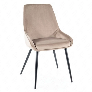 Krzesło tapicerowane Cobe ciemny beżowy nowoczesne oraz funkcjonalne krzesło do jadalni z metalowymi nogami