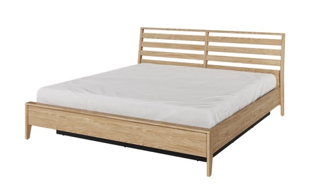 Łóżko Cozy 180x200 cm dąb olejowany wygodne łóżko do sypialni z pojemnikiem na pościel wysoki zagłówek dodaje funkcjonalności