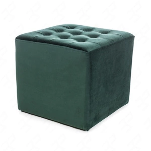 Puf Lori 39 cm zielony idealny podnóżek odporny na zaciągnięcia i zadrapania pufa do siedzenia z wygodnym siedziskiem delikatnie pikowany