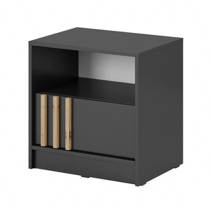 Szafka nocna z szufladą Aspen grafitowa / lamele w kolorze dąb artisan stylowa szafka nocna stanowi idealny dodatek do sypialni