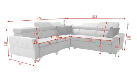 Narożnik z funkcją spania Rava IV miodowy lewostronny velvet komfort podczas codziennego wypoczynku pojemnik na pościel