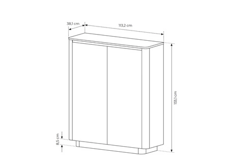 Komoda wysoka Torro 113 cm dąb cremona / czarny elegancki design zaokrąglone krawędzie bezuchwytowe fronty z systemem push to open