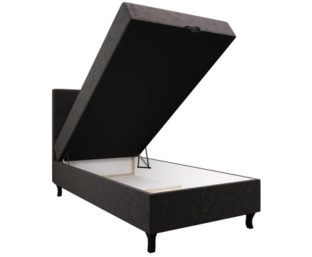 Łóżko kontynentalne Melba 100x200 szare w nowoczesnym skandynawskim stylu z tapicerowanym zagłówkiem łóżko z pojemnikiem