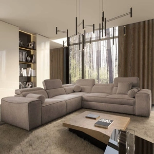 Narożnik z funkcją spania Viano III jasny brąz lewostronny narożnik z pojemnikami na pościel doskonały do nowoczesnych wnętrz