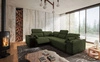 Narożnik z funkcją spania Tesalia II Lux zielony lewostronny wygodny narożnik z przesuwanym oparciem oraz wysuwanym podnóżkiem