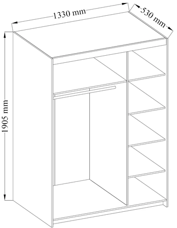 Szafa uchylna Rene 133 cm dąb sonoma jasny nowoczesny design prosta forma i geometryczne kształty oraz obrzeża wykończone ABS