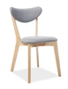 Krzesło drewniane Brando 40x45 cm dąb / szare designerskie krzesło do kuchni oraz jadalni z tapicerowanym siedziskiem