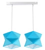 Lampa wisząca podwójna Quasar designerska lampa sufitowa do salonu z niebieskimi abażurami i białą metalową podstawą