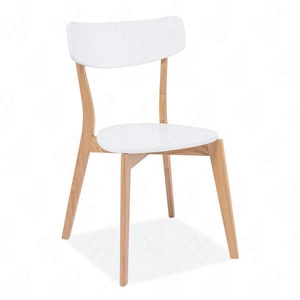 Krzesło drewniane Mosso 43x41 cm dąb / białe designerskie krzesło do kuchni oraz jadalni w stylu skandynawskim