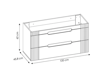 Szafka pod umywalkę Fiji White 120 cm biała pojemna szafka z szufladami stylowe frezowane uchwyty oraz ryflowane fronty