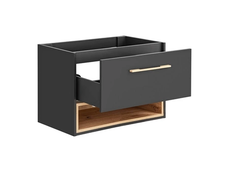 Szafka pod umywalkę Borneo 80 cm szary / dąb artisan nowoczesna szafka do łazienki z pojemną szufladą wyrazista kolorystyka