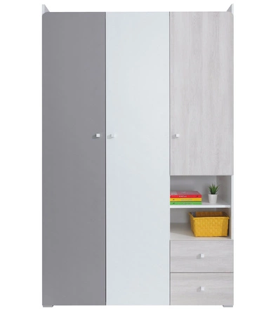 Zestaw mebli Arona biały / dąb wilton biały / szary idealna propozycja do pokoju młodzieżowego lub dziecięcego w modnym stylu