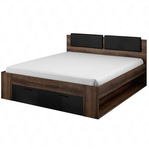 Łóżko z szufladą Galaxy 180x200 cm dąb monastery / czarny połysk to idealne łóżko do sypialni z częściowo tapicerowanym zagłówkiem