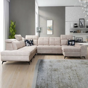 Narożnik z funkcją spania Buffalo X beżowy prawostronny funkcjonalny i komfortowy narożnik do pokoju z pojemnikami na pościel