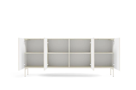 Komoda Muti 195 cm beżowa nowoczesna komoda o prostym kształcie oryginalny design efektowne ryflowanie na frontach i korpusie