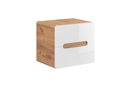 Szafka pod umywalkę nablatową Aruba 60 cm dąb craft złoty / biały połysk stylowy design szafki o zaoblonym kształcie odporna na wilgoć