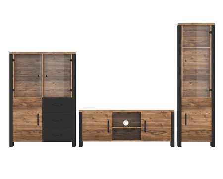 Meblościanka Olin appenzeller / czarny stylowe meble o ciekawym designie czarne uchwyty meblościanka do salonu