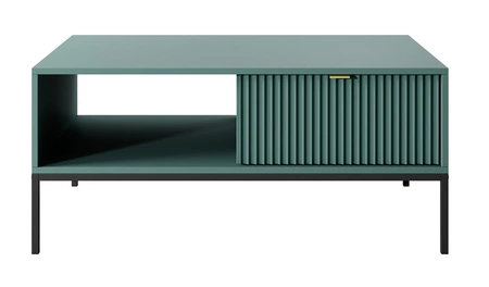 Stolik kawowy Lovro pastelowy zielony z szufladami nowoczesny design blat odporny na rozlane ciecze