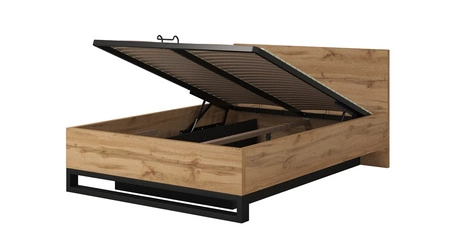 Łóżko Halle S 140x200 z pojemnikiem na pościel dąb wotan stylowy design idealne łóżko do sypialni wysoka jakość wykonania