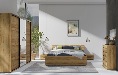 Szafa przesuwna z lustrem Penelopa 255 cm dąb catania nowoczesny design oraz wykończenie ABS idealna szafa do sypialni lub garderoby