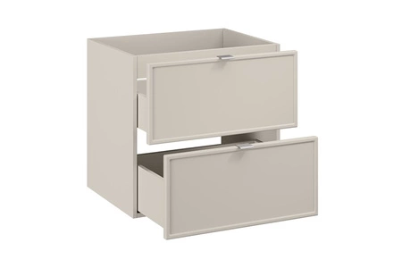 Szafka pod umywalkę Bella 60 cm beżowa klasyczny design szafki z szufladami elegancka frezowana ramka na frontach uchwyt krawędziowy