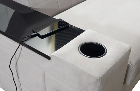 Narożnik z funkcją spania Belvi IV czarny lewostronny elegancki i stylowy narożnik rozkładany do salonu praktyczny schowek w boczku