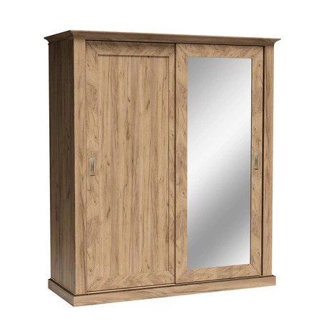 Szafa przesuwna z lustrem Antica 183 cm dąb craft złoty idealna szafa do sypialni lub garderoby zachwyci miłośników wyrazistych wnętrz