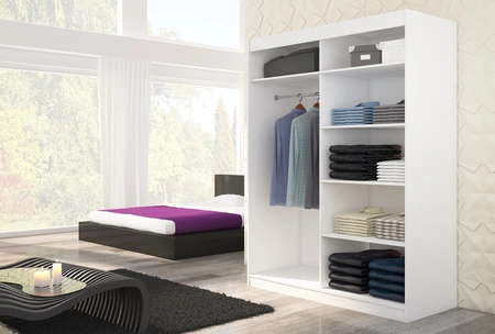 Szafa przesuwna Donna 150 cm biała funkcjonalna szafa o uniwersalnym designie doskonała propozycja do sypialni lub przedpokoju