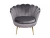 Fotel Camellia szary odporny na zaciągnięcia i zadrapania komfortowy podczas wypoczynku fotel muszelka ze złotymi nogami