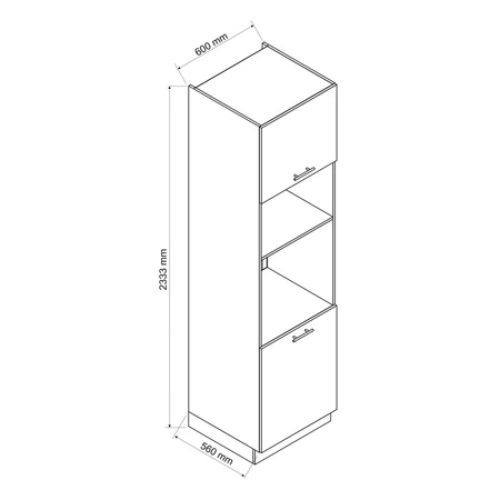 Słupek kuchenny Zova D60 PKMV/2333 biały / dąb halifax wysoka szafka do zabudowy mikrofali i piekarnika odporna na wysoką temperaturę