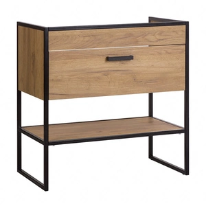 Szafka pod umywalkę Brooklin 80 cm dąb craft złoty stylowa szafka z szufladą wsparta na stabilnej metalowej podstawie w stylu loftowym