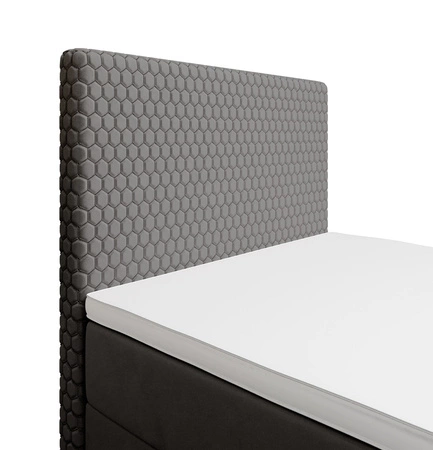 Łóżko kontynentalne Fargo 90x200 szare w nowoczesnym skandynawskim stylu z tapicerowanym zagłówkiem łóżko z pojemnikiem