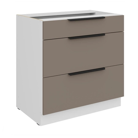 Zestaw mebli kuchennych narożny Fiuggi Wh 290x230 cm stylowe szafki kuchenne z frontami wykonanymi w technologii anti fingerprint