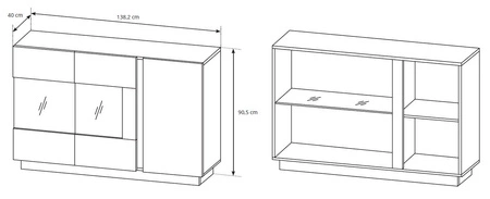 Zestaw mebli Adria biały połysk / dąb grandson nowoczesny design idealnie wkomponuje się do każdego wnętrza