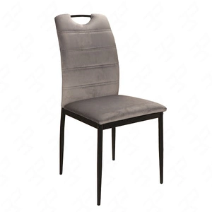Krzesło tapicerowane Rip 38x43 cm szare klasyczne oraz ponadczasowe krzesło do jadalni z metalowymi nogami