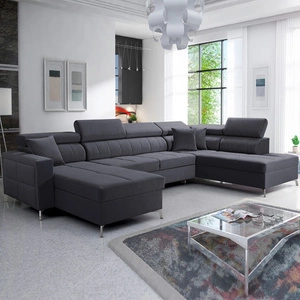 Narożnik z funkcją spania Nausa VI grafitowy lewostronny stylowy narożnik do salonu o komfortowym wykończeniu miękka tkanina typu velvet