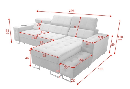 Narożnik z funkcją spania Hampton kwarcowy róż prawostronny stylowe pikowania na siedzisku miękka tkanina obiciowa narożnik z dostawką