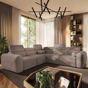 Narożnik z funkcją spania Cantare III ciemny beż lewostronny komfortowy i stylowy narożnik do salonu dwa pojemniki na pościel